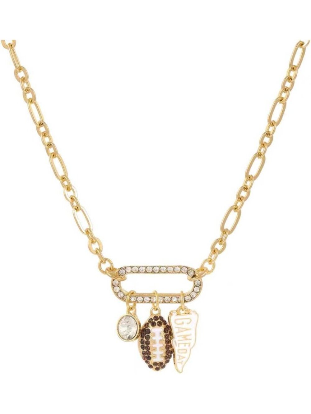 Game Day Football Touchdown Multi-Charms Necklace for Women, Sports Jewelry Gift
